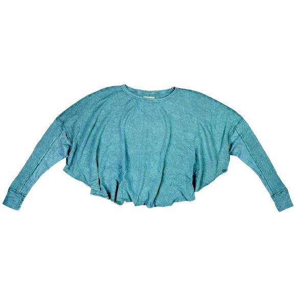 We The Free x Free People Microphone Drop Thermal Top - Size Large - Silver Pine - Picture 2 of 7